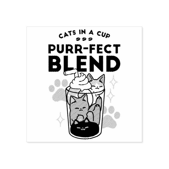 Purr-fect Blend: Cat and Coffee Art for Pet Lovers Rubber Stamp (Imprint)