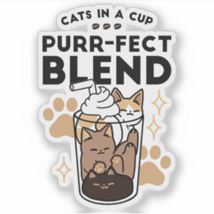 Purr-fect Blend: Cat and Coffee Art for Pet Lovers Sticker