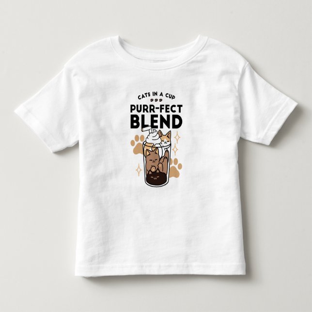 Purr-fect Blend: Cat and Coffee Art for Pet Lovers Toddler T-shirt (Front)