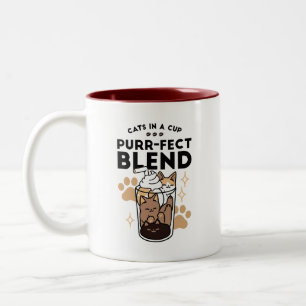 Purr-fect Blend: Cat and Coffee Art for Pet Lovers Two-Tone Coffee Mug