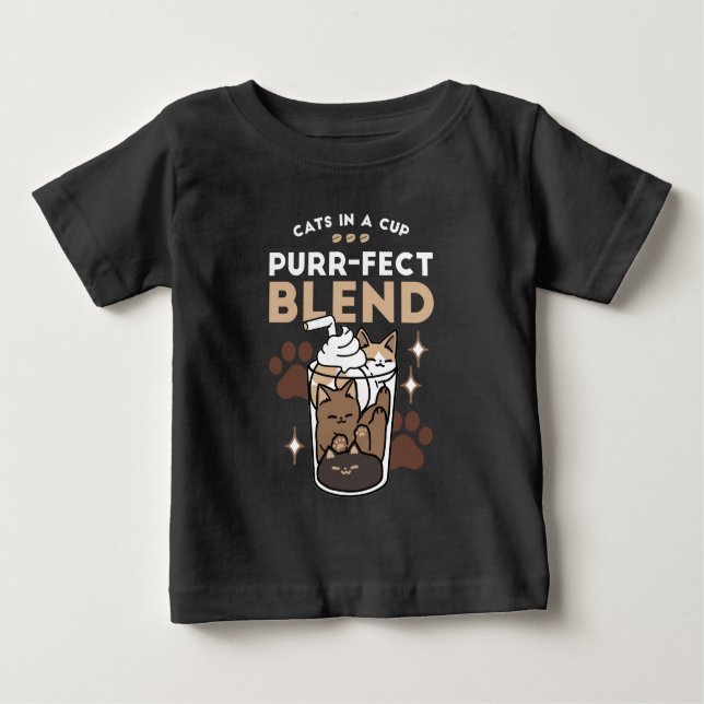 Purr-fect Blend: Coffee Design for Cat & Coffee Baby T-Shirt (Front)