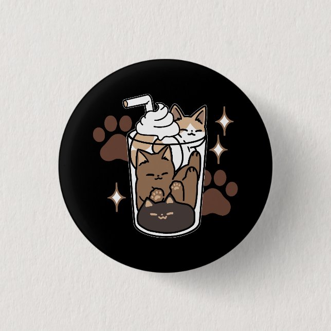 Purr-fect Blend: Coffee Design for Cat & Coffee Button (Front)