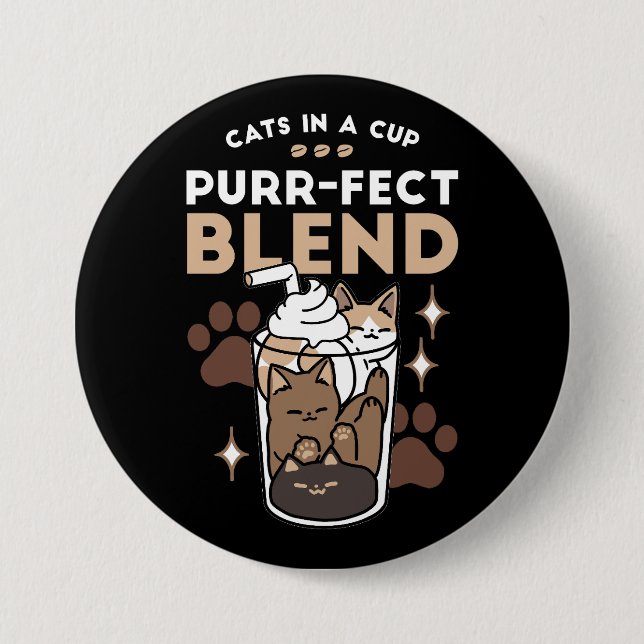 Purr-fect Blend: Coffee Design for Cat & Coffee Button (Front)