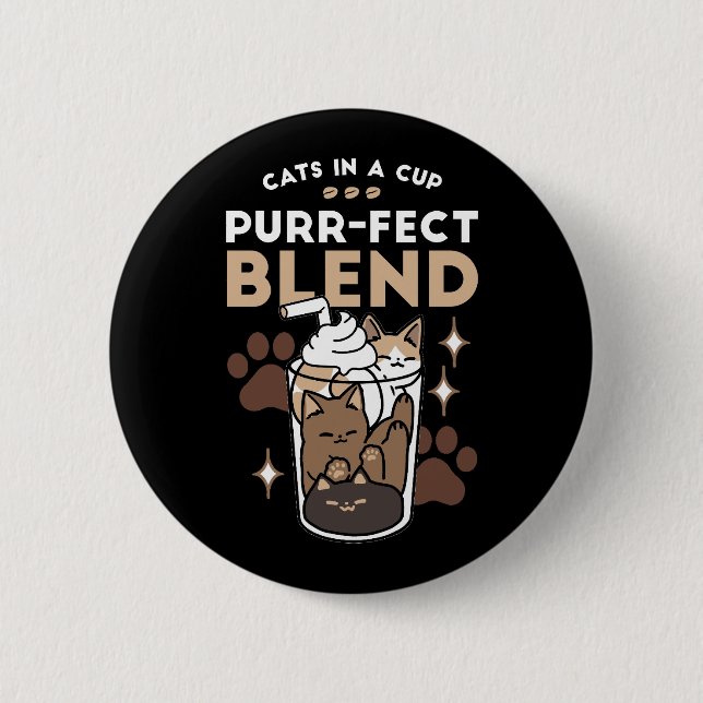 Purr-fect Blend: Coffee Design for Cat & Coffee Button (Front)