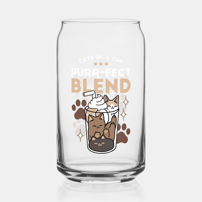 Purr-fect Blend: Coffee Design for Cat & Coffee Can Glass (Front)