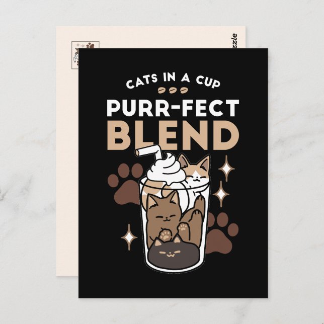 Purr-fect Blend: Coffee Design for Cat & Coffee Postcard (Front/Back)
