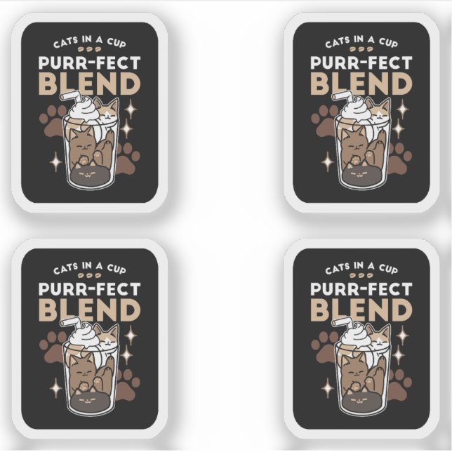Purr-fect Blend: Coffee Design for Cat & Coffee Sticker (Front)