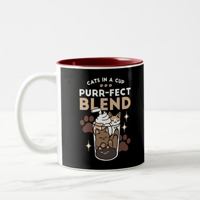 Purr-fect Blend: Coffee Design for Cat & Coffee Two-Tone Coffee Mug (Left)