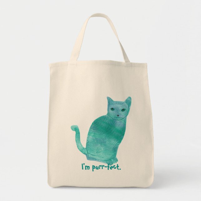 Purr-fect Blue Green Abstract Cat Bags (Front)