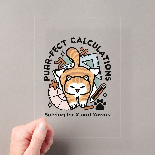 Purr-fect Calculations – Funny Math Cat Design Acrylic Invitations (Insitu (Handheld))