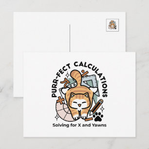 Purr-fect Calculations – Funny Math Cat Design Holiday Postcard