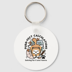 Purr-fect Calculations – Funny Math Cat Design Keychain