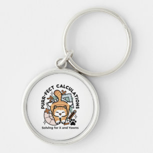 Purr-fect Calculations – Funny Math Cat Design Keychain
