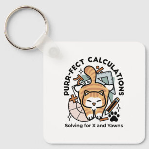 Purr-fect Calculations – Funny Math Cat Design Keychain