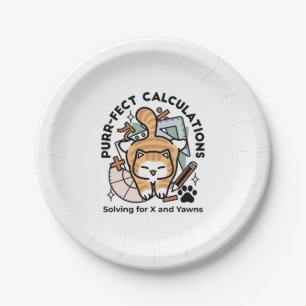 Purr-fect Calculations – Funny Math Cat Design Paper Plates