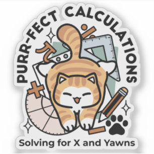 Purr-fect Calculations – Funny Math Cat Design Sticker
