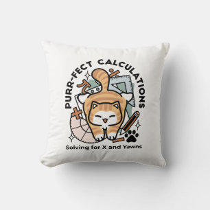 Purr-fect Calculations – Funny Math Cat Design Throw Pillow
