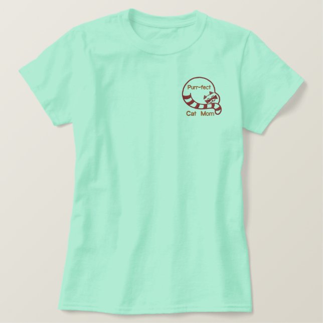 Purr-fect Cat Mom Embroidered Shirt (Design Front)