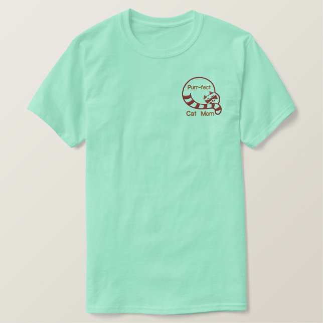 Purr-fect Cat Mom Embroidered Shirt (Design Front)