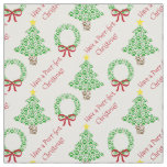 Purr-fect Christmas Fun Paw Print Trees &amp; Wreaths Fabric