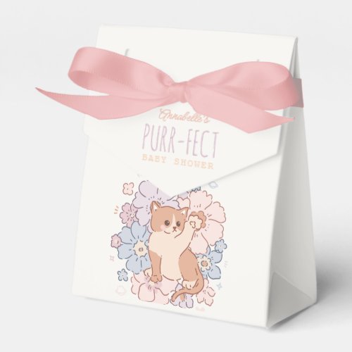 Purr_fect Cute Cats Floral Girl Baby Shower Favor Boxes