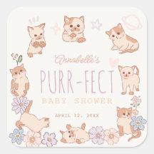Purr-fect Cute Cats Floral Girl Baby Shower