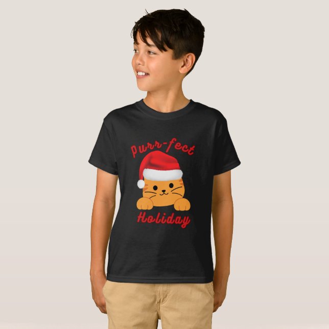 Purr‑fect Holiday Cat Christmas Shirt (Front Full)