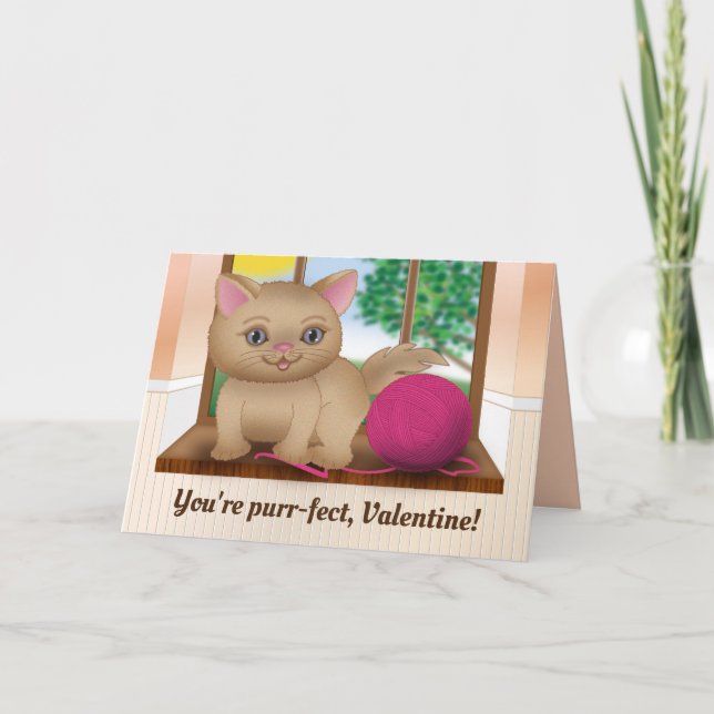 Purr-fect Kitten Valentine Holiday Card (Front)