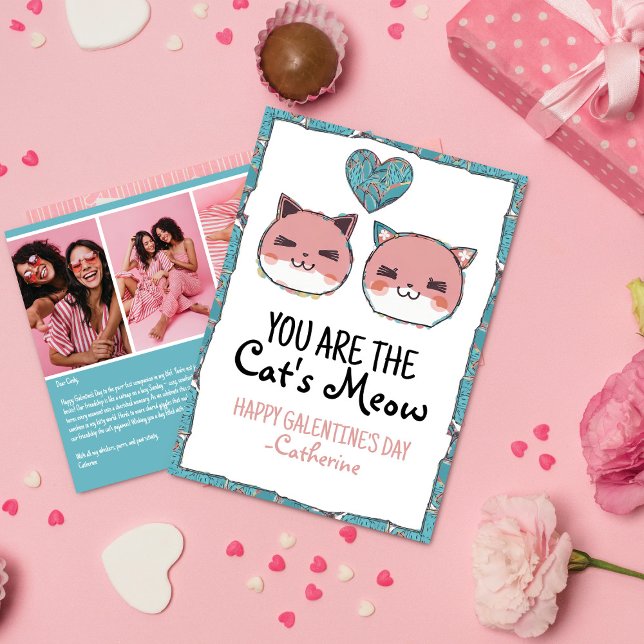 Purr-fect Love Cat's Meow Galentine's Day Holiday Card (Creator Uploaded)