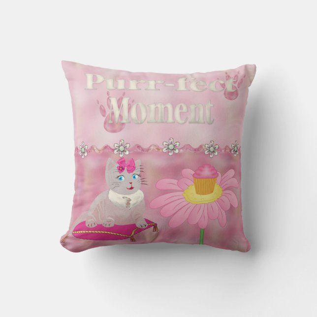 Purr-fect Moment Throw Pillow (Front)