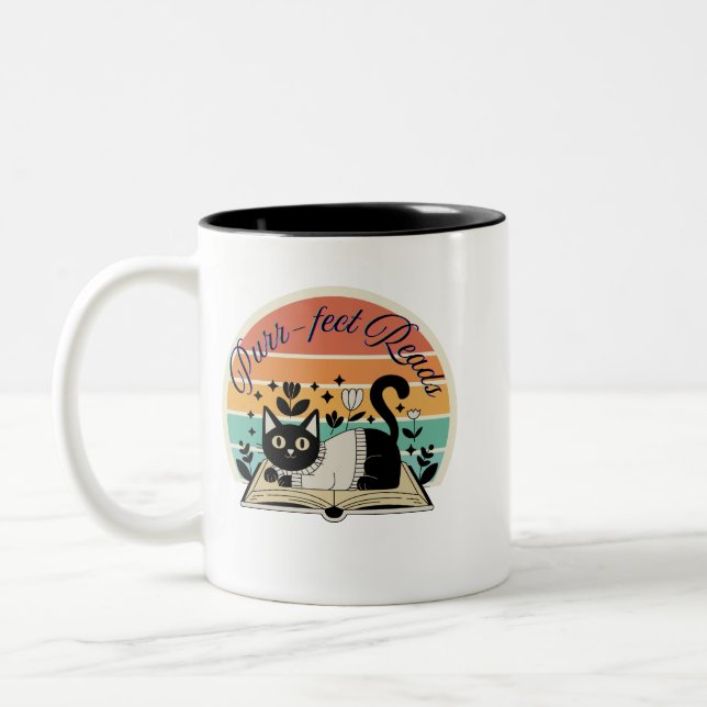 Purr -fect reads funny bookful cats Mug (Left)