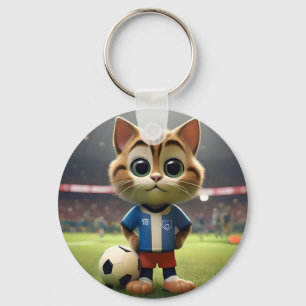 "Purr-fect Striker: The 3D Soccer Cat" Keychain