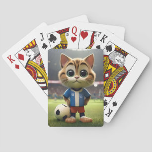 "Purr-fect Striker: The 3D Soccer Cat" Poker Cards