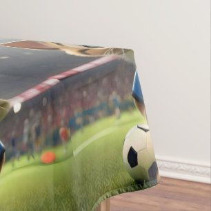 "Purr-fect Striker: The 3D Soccer Cat" Tablecloth