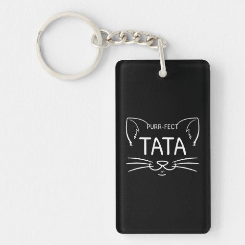 Purr_fect Tata Funny Cat Lover Dads Kittens Owner Keychain