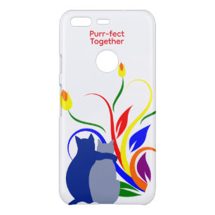 Purr-fect Together Cats iPhone Case – White Floral