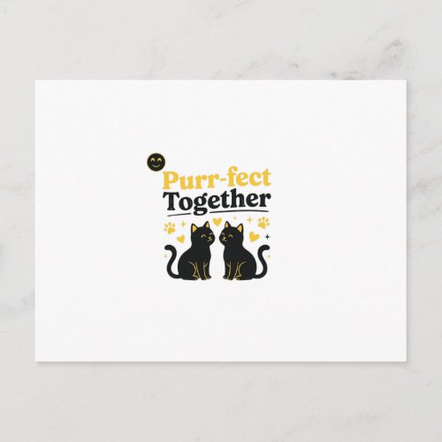 Purr-fect Together | Funny Cat Couples Postcard