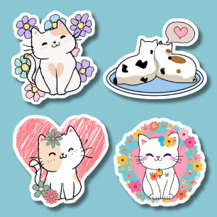 Purr-fectly Adorable Cat Set Waterproof Sticker