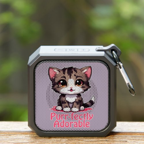 Purr_fectly Adorable Chibi Kawaii Kitten in Pink Bluetooth Speaker