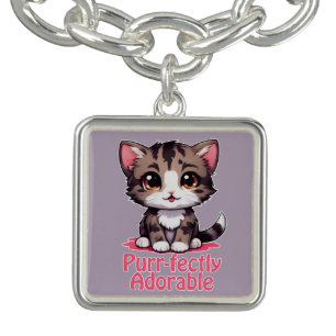 Purr-fectly Adorable Chibi Kawaii Kitten in Pink Bracelet
