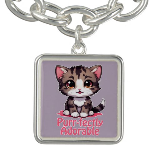 Purr_fectly Adorable Chibi Kawaii Kitten in Pink Bracelet