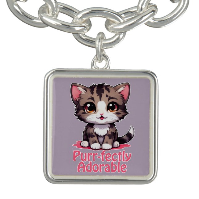 Purr-fectly Adorable Chibi Kawaii Kitten in Pink Bracelet (Design)