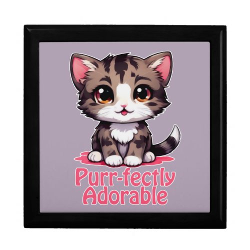 Purr_fectly Adorable Chibi Kawaii Kitten in Pink Gift Box