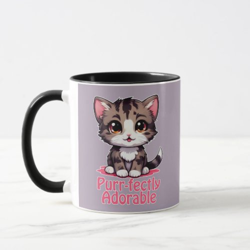 Purr_fectly Adorable Chibi Kawaii Kitten in Pink Mug