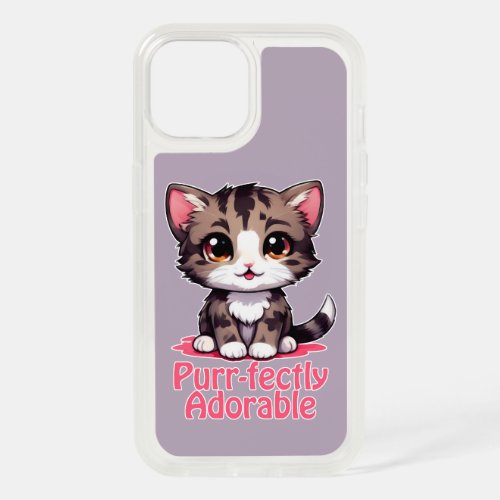 Purr_fectly Adorable Chibi Kawaii Kitten in Pink iPhone 15 Case