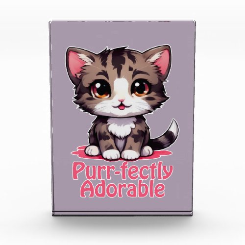Purr_fectly Adorable Chibi Kawaii Kitten in Pink Photo Block