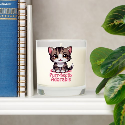 Purr_fectly Adorable Chibi Kawaii Kitten in Pink Scented Candle