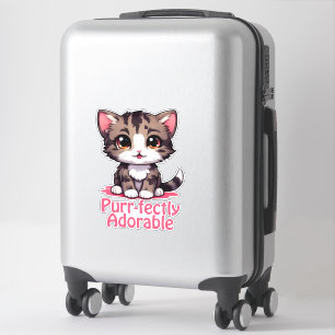 Purr-fectly Adorable Chibi Kawaii Kitten in Pink Sticker