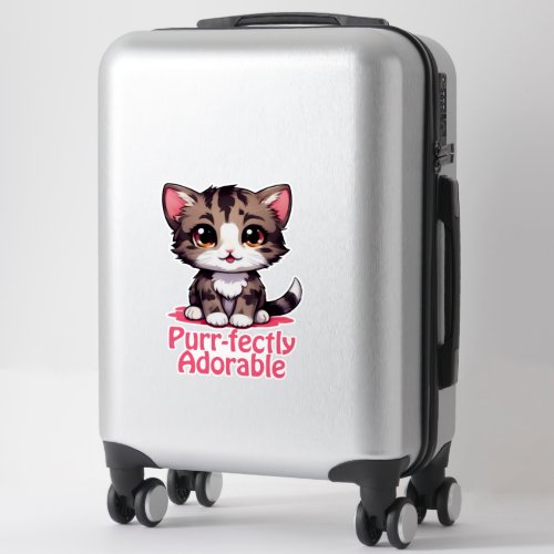 Purr_fectly Adorable Chibi Kawaii Kitten in Pink Sticker