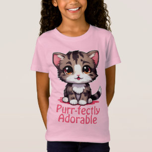Purr-fectly Adorable Chibi Kawaii Kitten in Pink T-Shirt